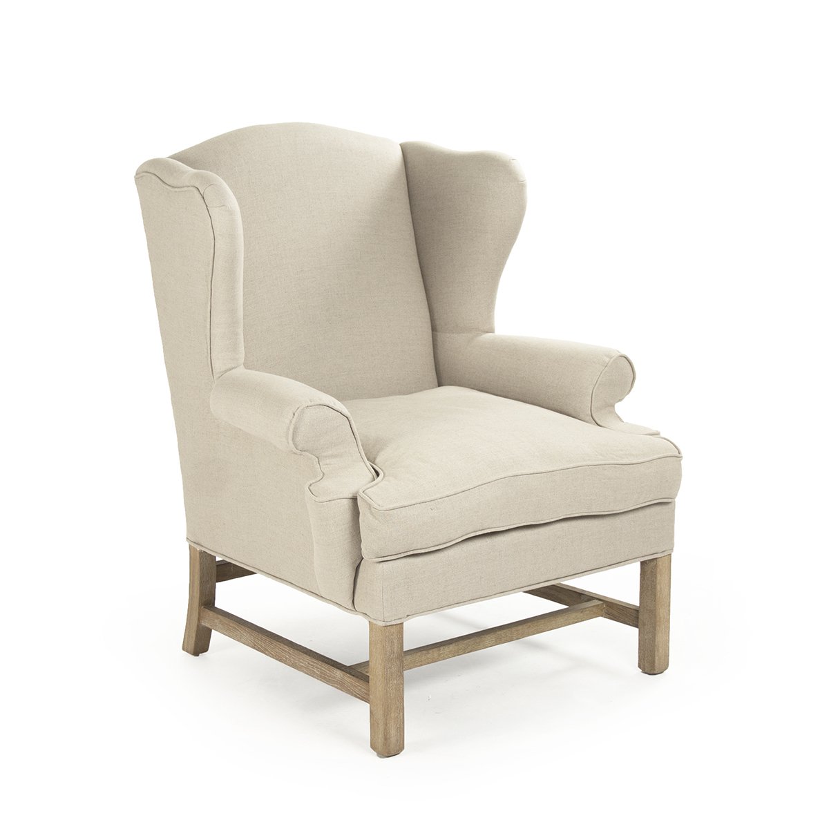 D2D Technologies 33 x 43 x 34 in. Fabien Wingback Chair&#44; Natural Linen