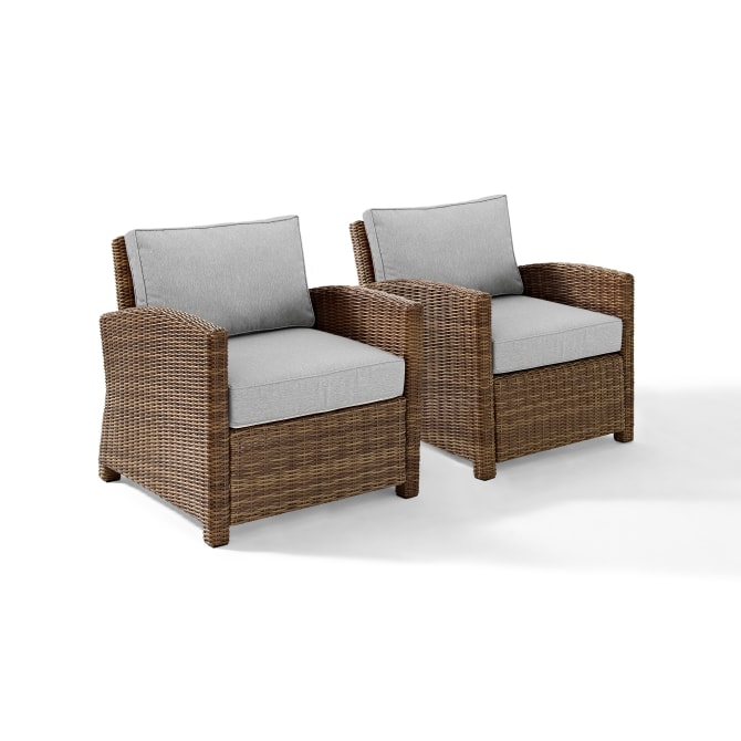 Claustro 30.50 x 31.75 x 32.50 in. Bradenton Outdoor Wicker Armchair Set - 2 Armchairs&#44; Gray & Weathered Brown - 2 Piece