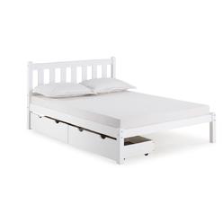KD Cama de bebe Poppy Full Size Wood Platform Bed with Storage Drawers&#44; White