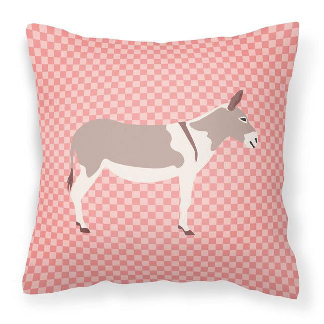 JensenDistributionServices Australian Teamster Donkey Pink Check Fabric Decorative Pillow - 18 x 18 in.