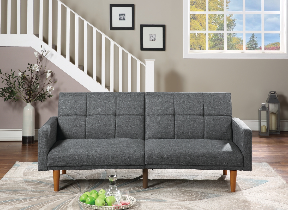 KD Gabinetes 80 x 34 x 32 in. Convertible Futon Adjustable Sofa with Splitback in Blue Gray Fabric