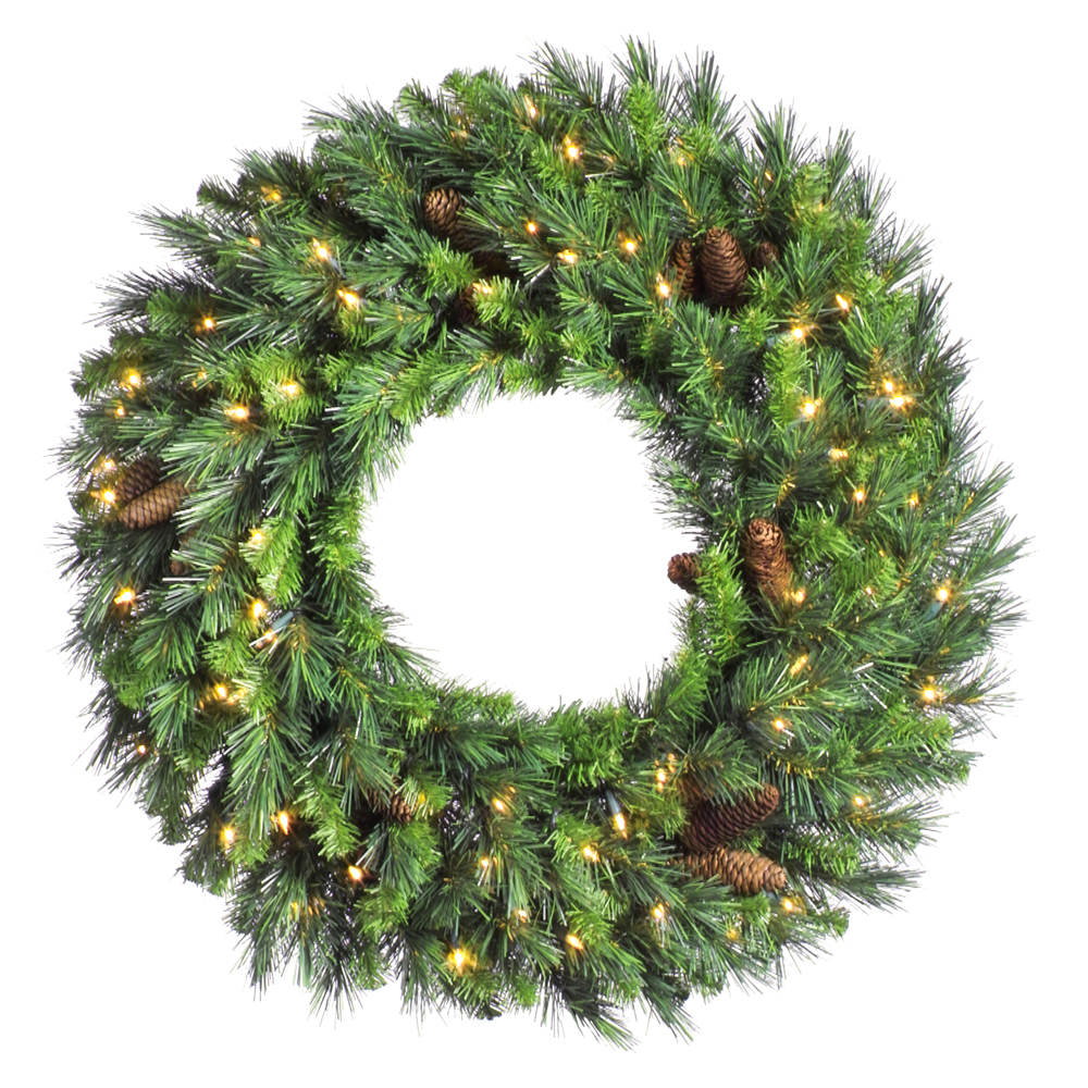 Drop Ship Baskets 120 in. CheyenneGreen Pine Wreath with 600 Warm White LED Light - Green - 120 in.