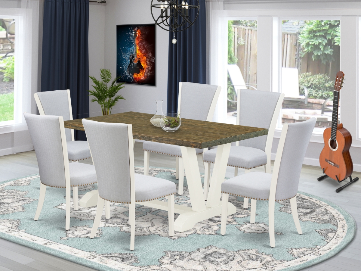 GSI Homestyles 7 Piece V-Style Dining Table Set - Linen White