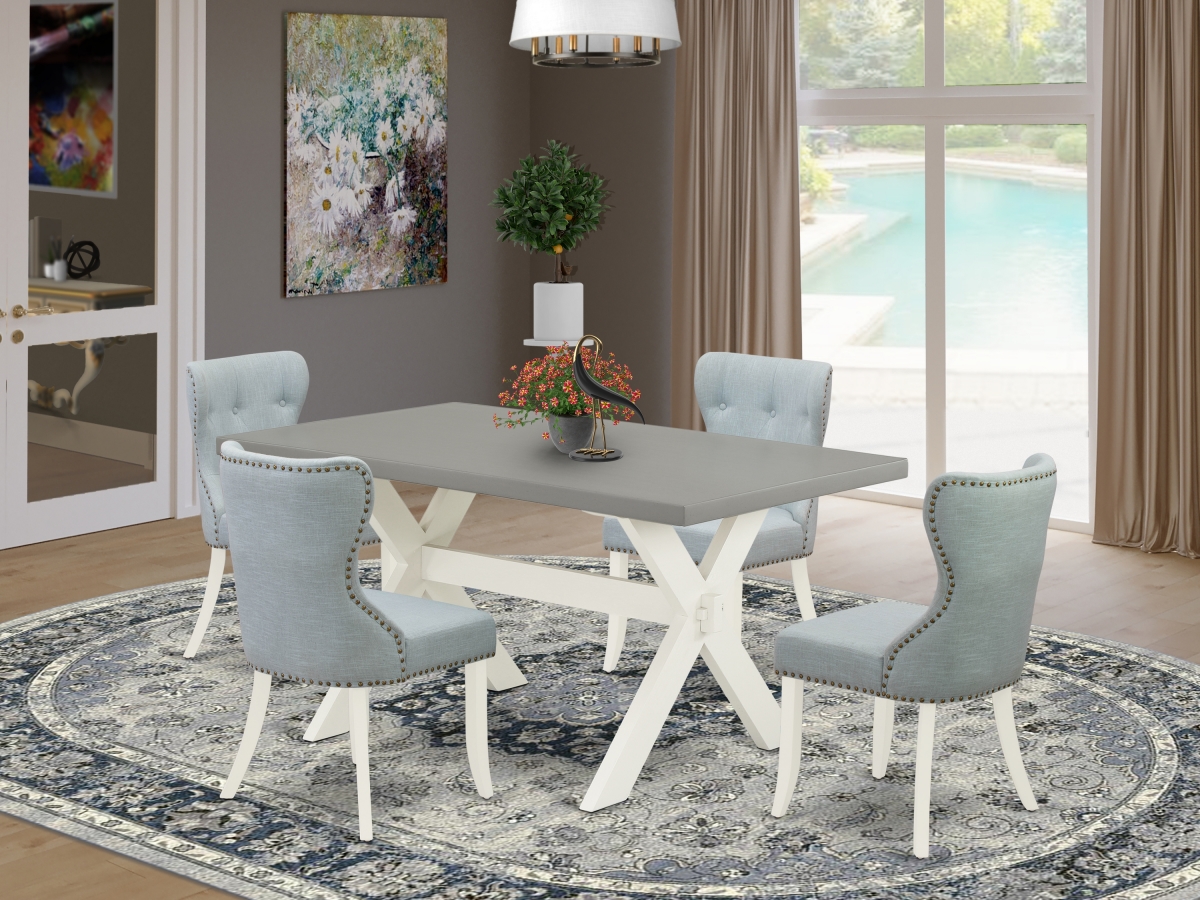 GSI Homestyles 5 Piece X-Style Kitchen Dining Room Set - Linen White