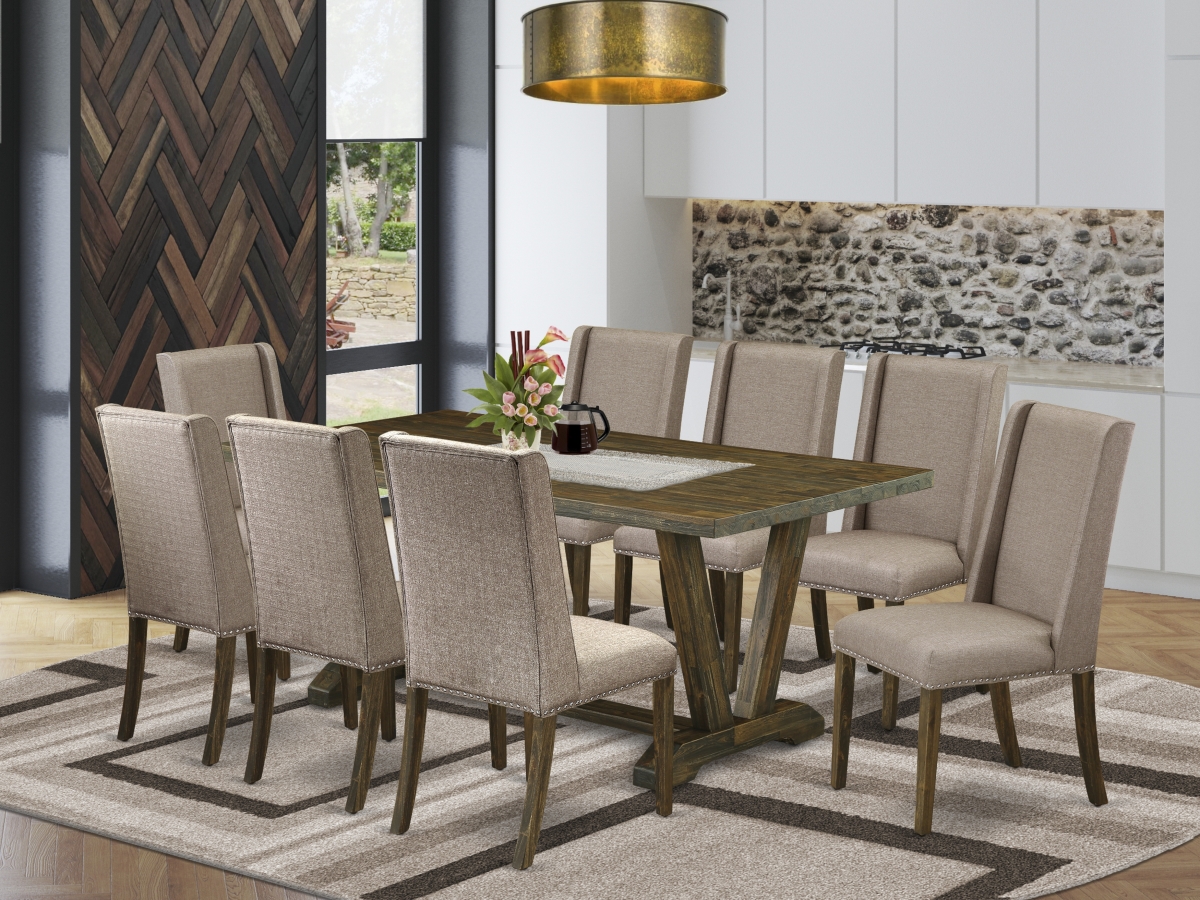 GSI Homestyles 9 Piece V-Style Modern Dining Table Set - Dark Khaki