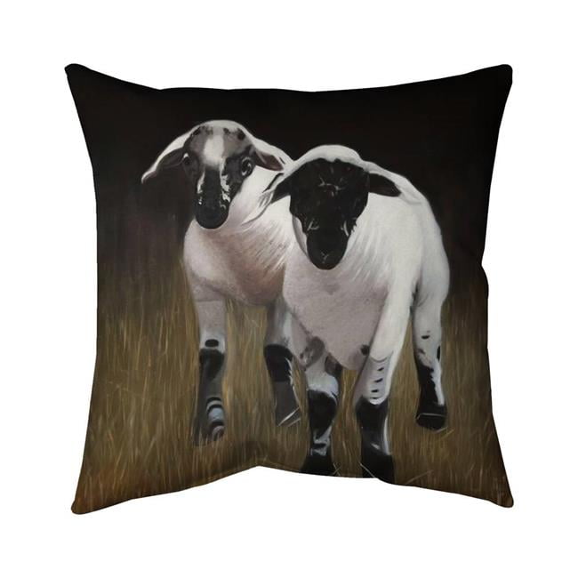 Fondo 16 x 16 in. Two Lambs-Double Sided Print Outdoor Pillow Cover