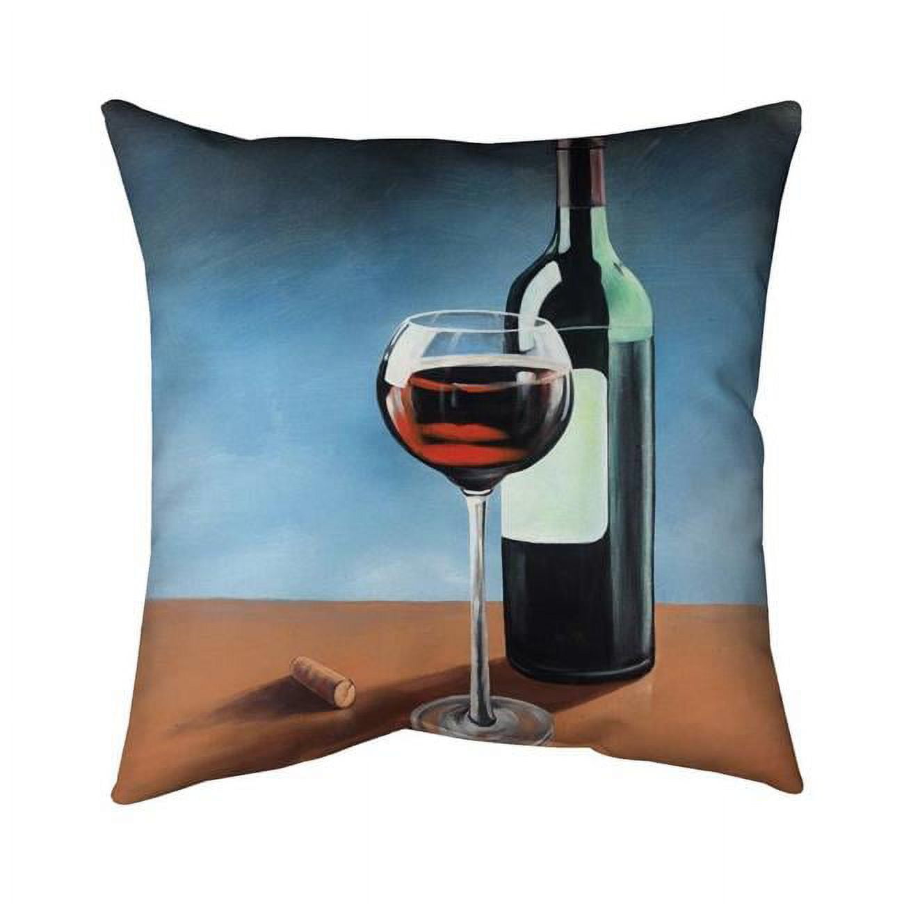 Fondo 20 x 20 in. Bottle of Bourgogne with Whine Glass-Double Sided Print Outdoor Pillow Cover