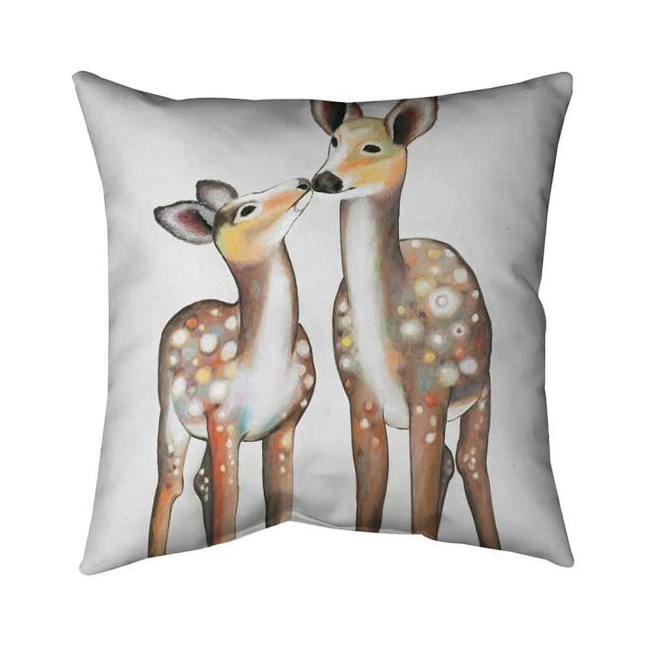 Fondo 20 x 20 in. Deer with Its Fawn-Double Sided Print Outdoor Pillow Cover