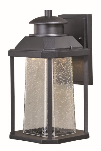 PerfectTwinkle 11W 7.5 in. Freeport LED Outdoor Wall Light Textured Black - Clear Seeded Glass
