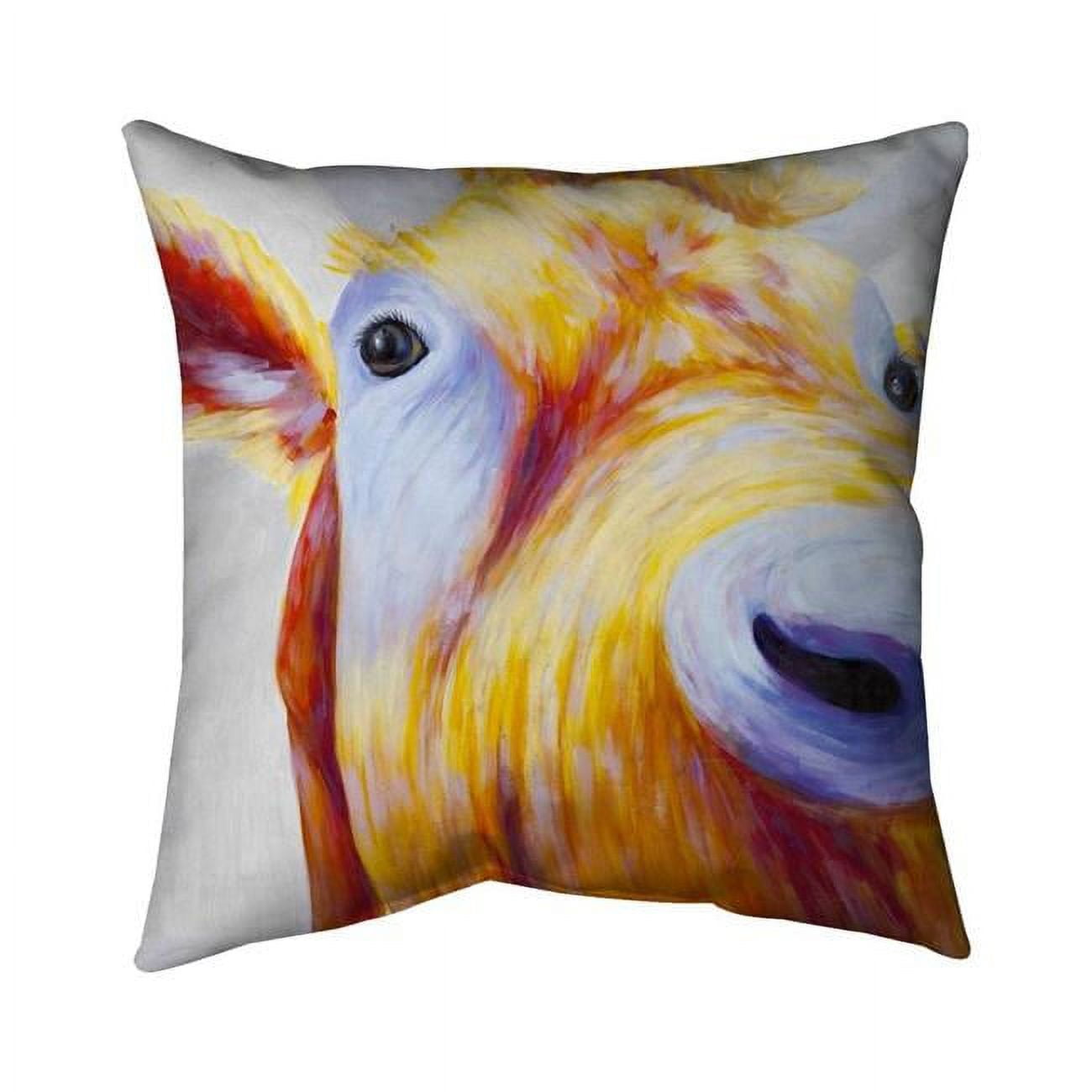 Fondo 18 x 18 in. Closeup of A Colorful Country Cow-Double Sided Print Indoor Pillow Cover