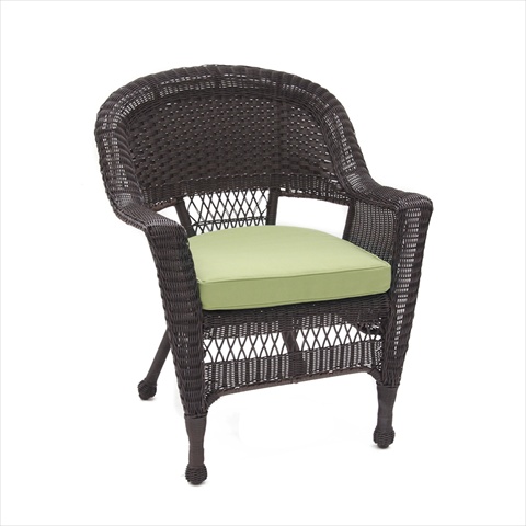 ProPation Espresso Wicker Chair With Green Cushion