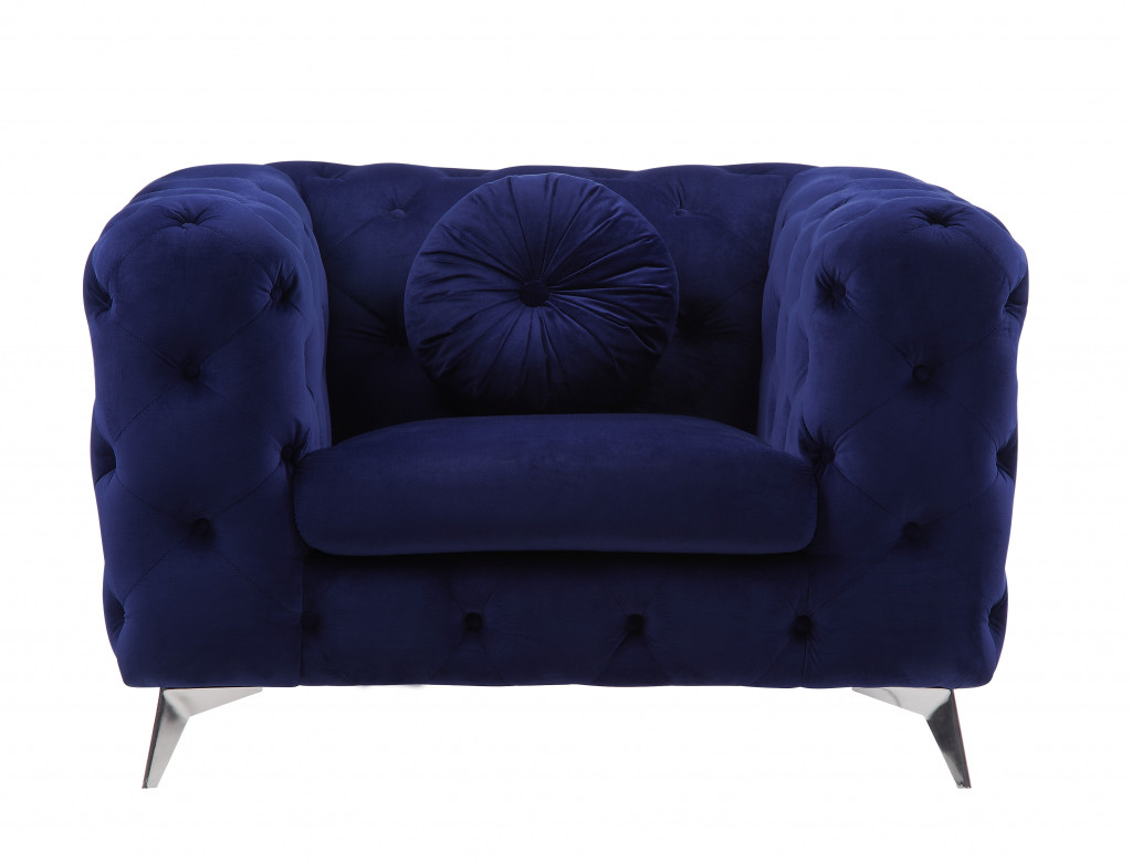 Gfancy Fixtures 30 x 41 x 41 in. Blue Fabric & Black Tufted Arm Chair