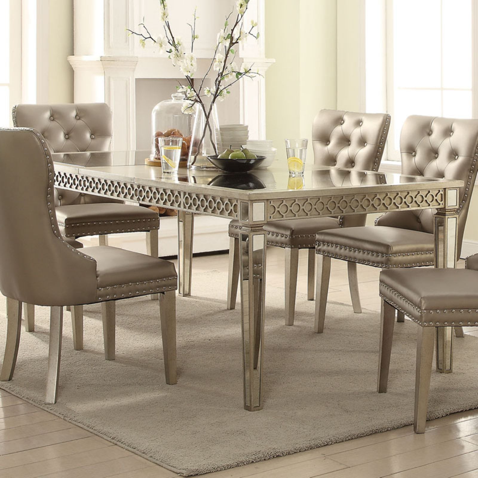 BetterBeds 40 x 80 in. Kacela Dining Table&#44; Mirror & Champagne
