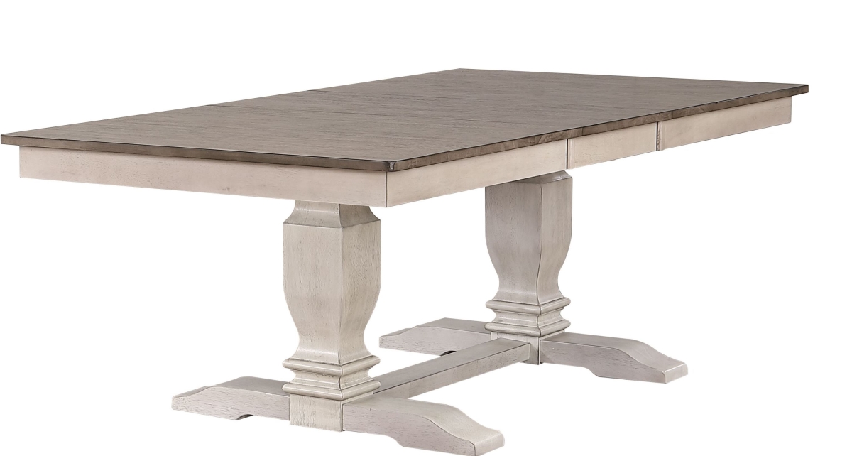 ComfortCorrect 42 x 64 x 82 in. Double Pedestal Transitional Table with Distressed Ash & Stormy White Finish