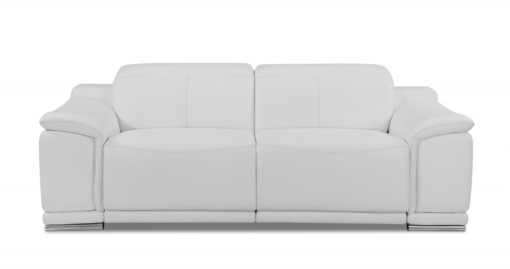 Gfancy Fixtures 86 in. Genuine Leather Reclining Sofa&#44; White