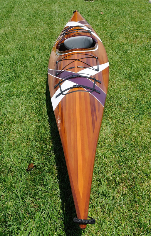 PalaceDesigns White & Purple Ribbon&#44; Wooden Kayak - 24 x 177 x 13.5 in.