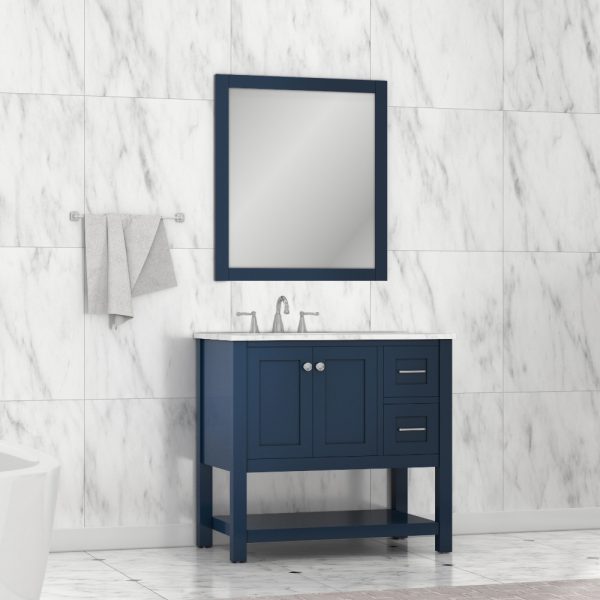 KD Cajonera HE-101-102-36-B-M 36 in. Norwalk & Wilmington Bathroom Mirror&#44; Blue