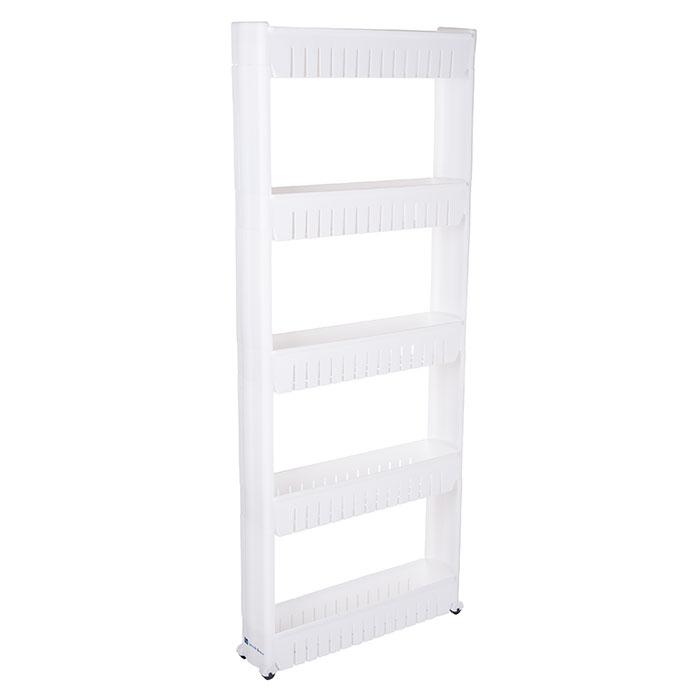 JensenDistributionServices Slim Slide Out 5 Tier Storage Tower with Wheels - White