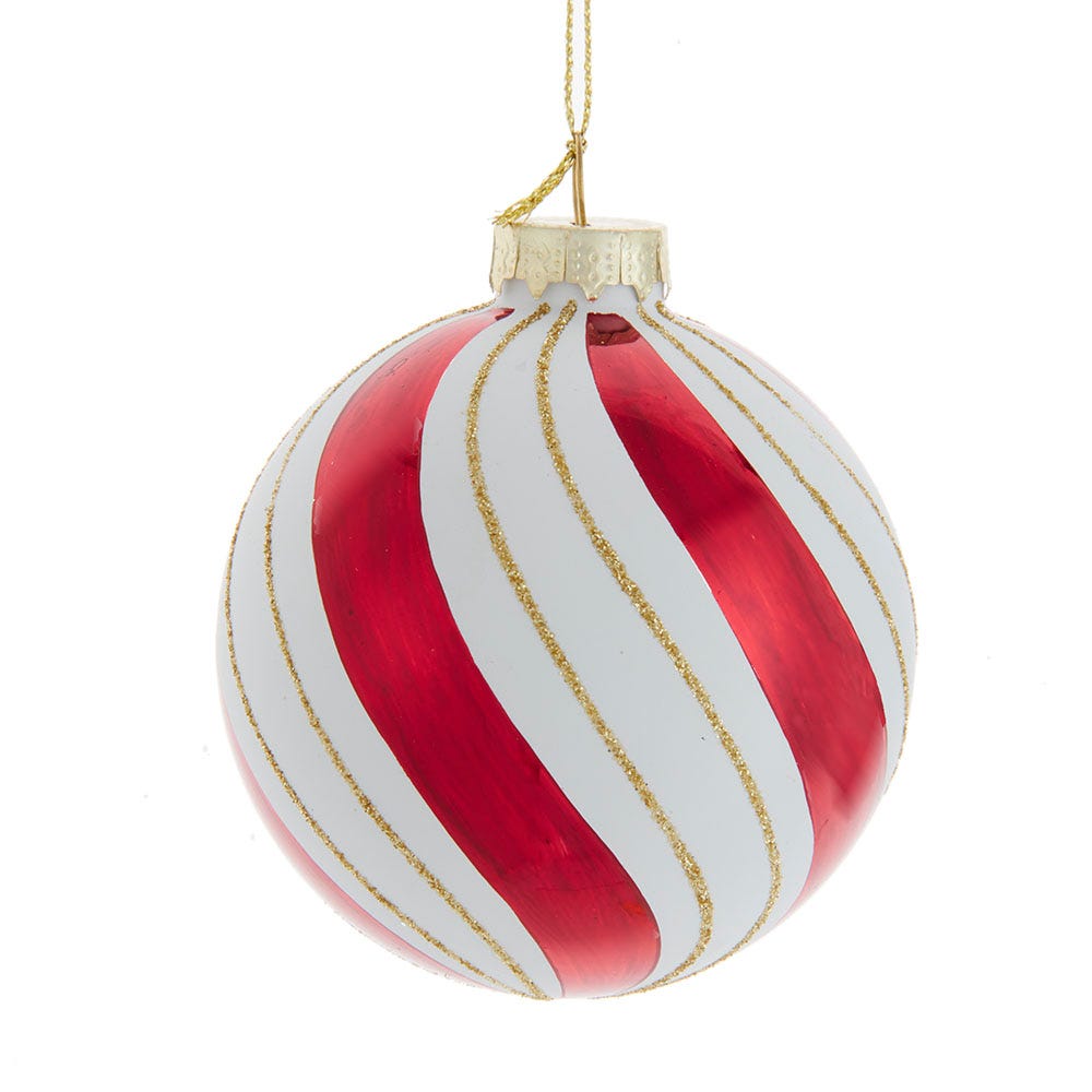 SeasonSuprise 80 mm Gold&#44; Red & White Glass Ball Ornaments Set - 6 Piece