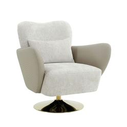 KD Vestidor Mercer Design Beige Swivel Lounge Chair with Pillow