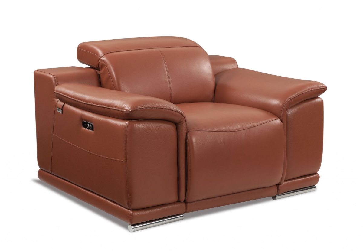 Gfancy Fixtures 39.4 x 47.6 x 42.3 in. Mod Brown Italian Leather Recliner Chair&#44; Camel
