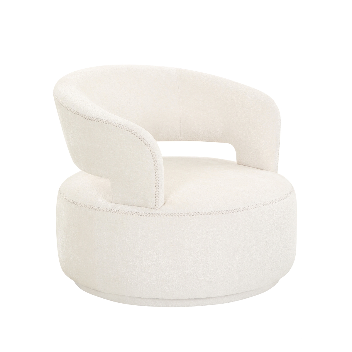 KD Vestidor Piagia Upholstered Swivel Base Barrel Chair&#44; Ivory