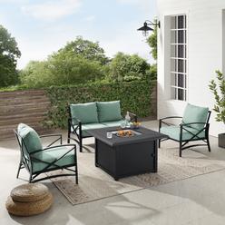 KD Aparador Outdoor Conversation Set with Fire Table&#44; Mist & Oil Rubbed Bronze - Loveseat&#44; Dante Fire Table & 2 Arm Chairs - 4 Piece