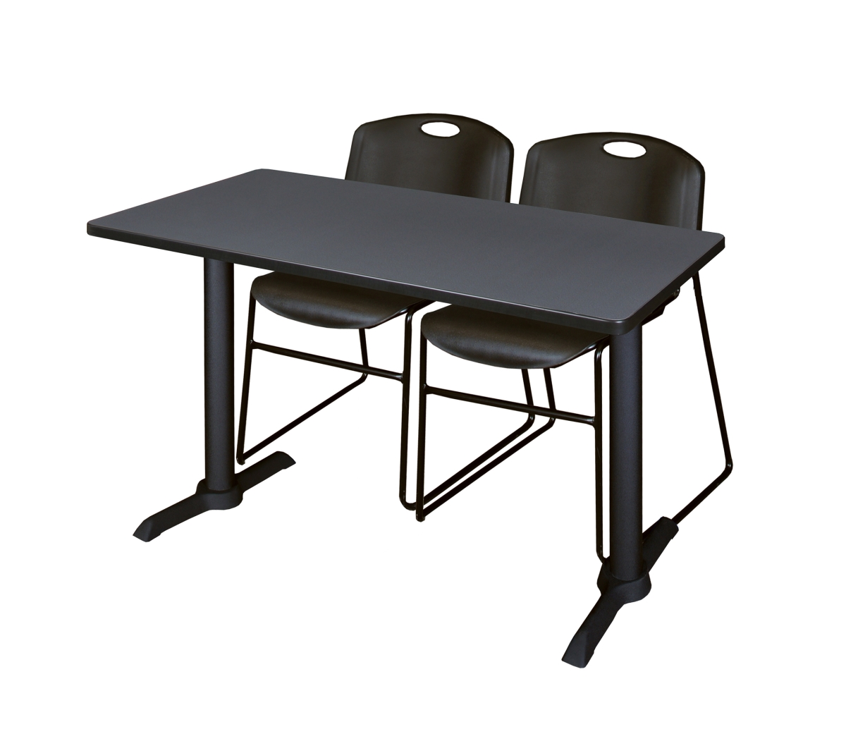 GSI Homestyles 48 x 24 in. Cain Training Table&#44; Grey & 2 in. Zeng Stack Chairs - Black