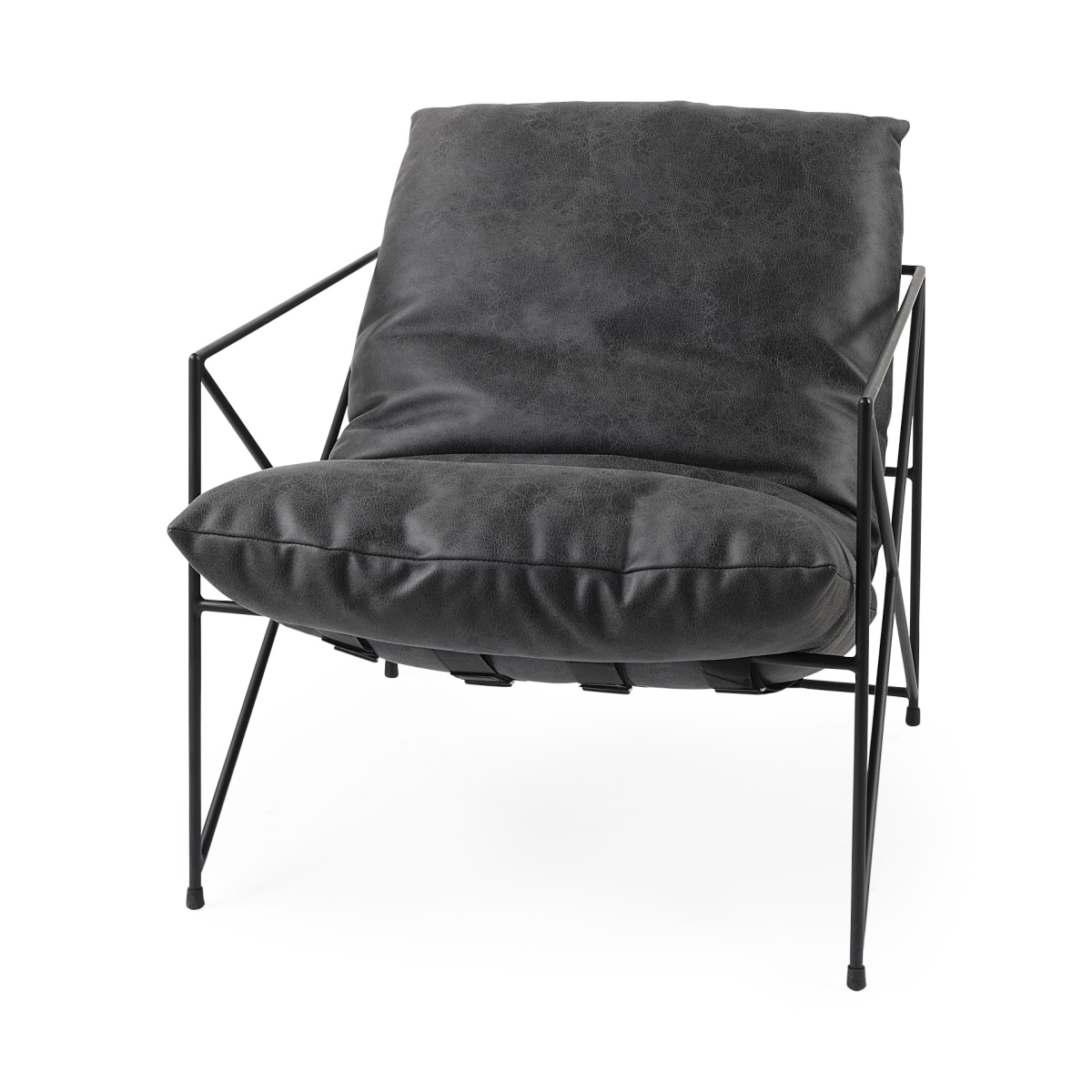 Gfancy Fixtures Black Faux Leather Contemporary Metal Chair