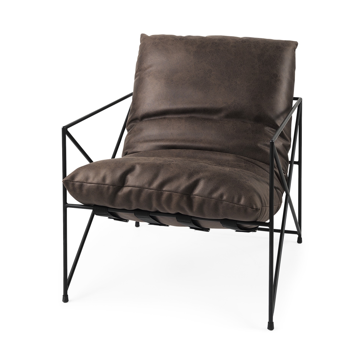 Gfancy Fixtures Dark Brown Faux Leather Contemporary Metal Chair