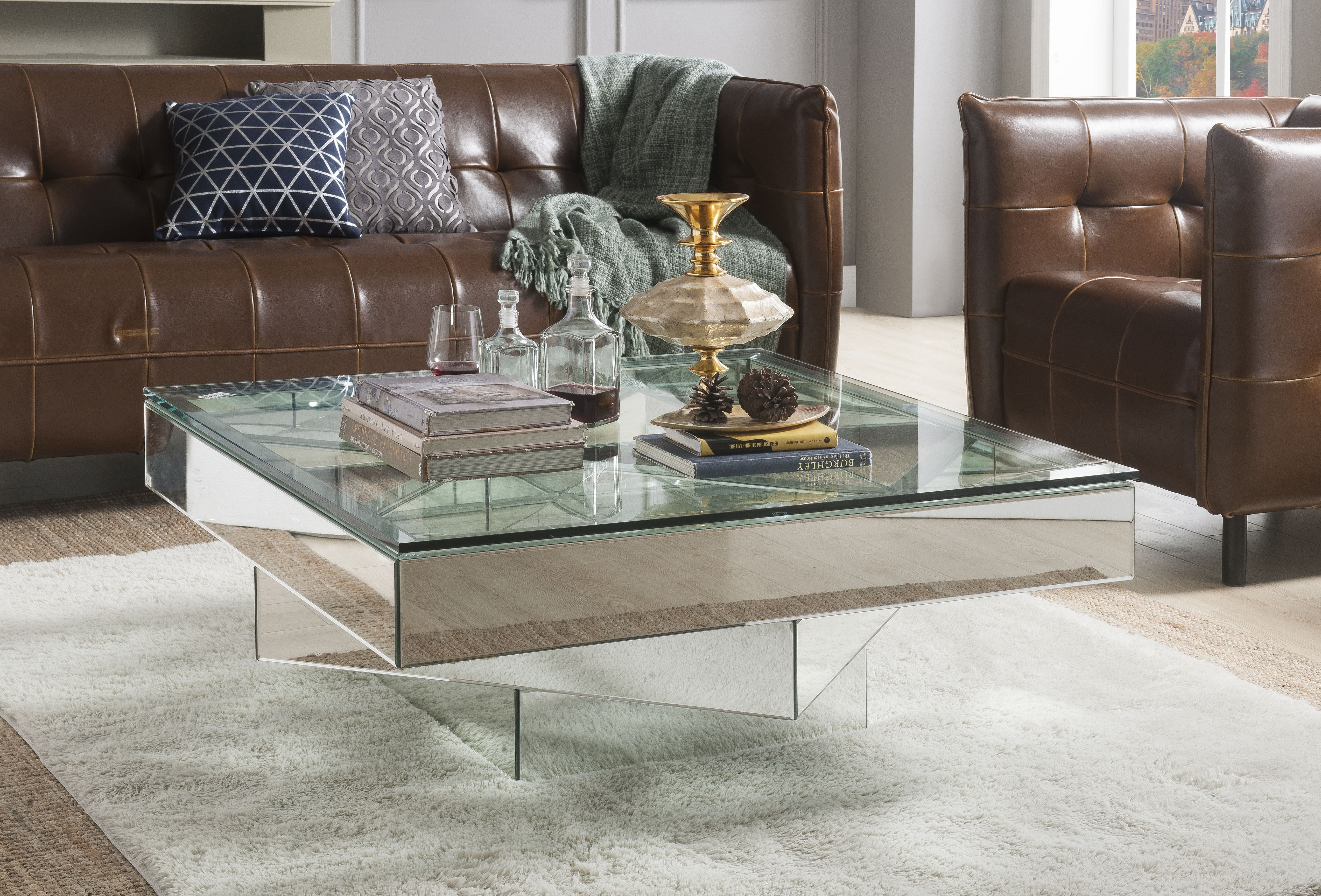 BetterBeds Meria Coffee Table - Mirrored - 15 x 40 x 40 in.