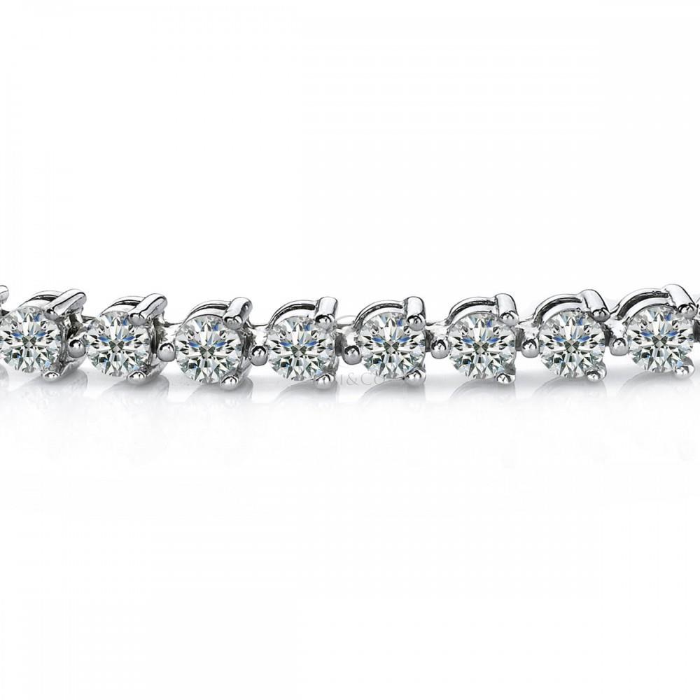 Glitter 6.75 CT Diamond Round Lady Tennis Bracelet&#44; 14K White Gold
