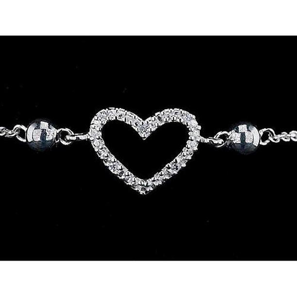 Glitter 2 CT Womens Diamond Heart Shaped Bracelet&#44; 14K White Gold
