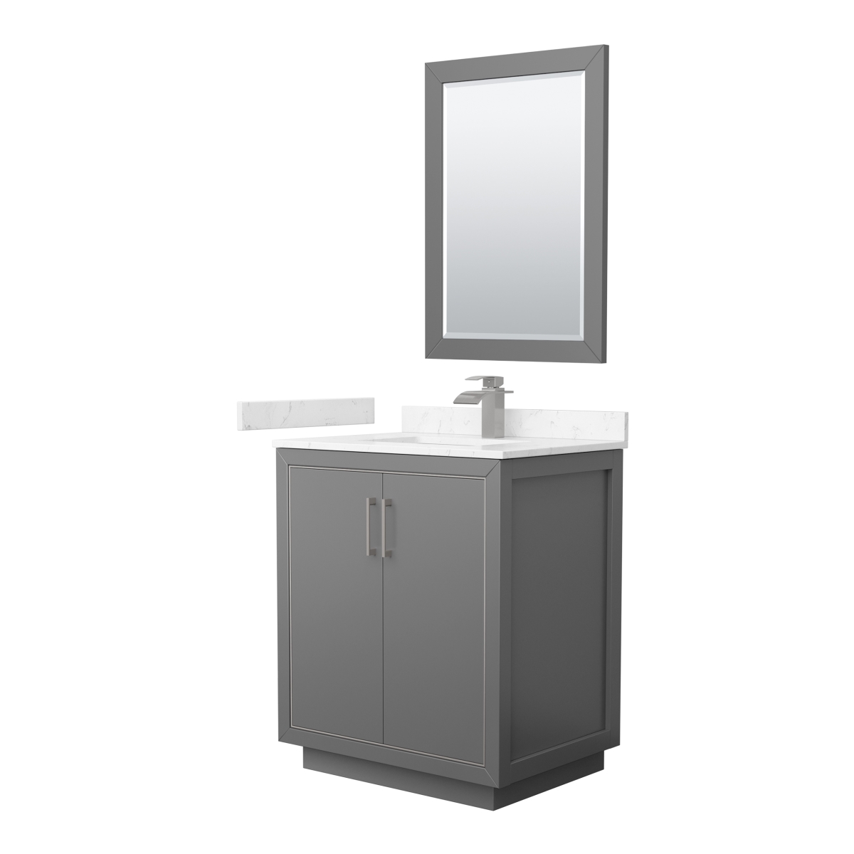 Convenience Concepts 30 in. Icon Single Bathroom Vanity&#44; Dark Gray&#44; Carrara Cultured Marble Countertop&#44; Undermount Square Sink & Brushed
