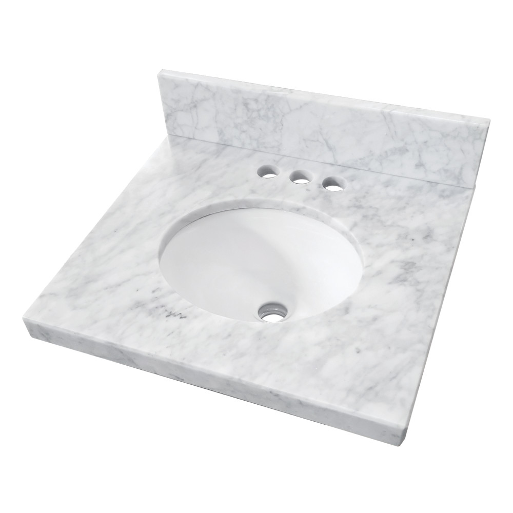 FurnOrama 19 x 17 in. Fredrickson Carrara Marble Vanity Top with Oval Sink & 4 in. Faucet Drillings&#44; Carrara White