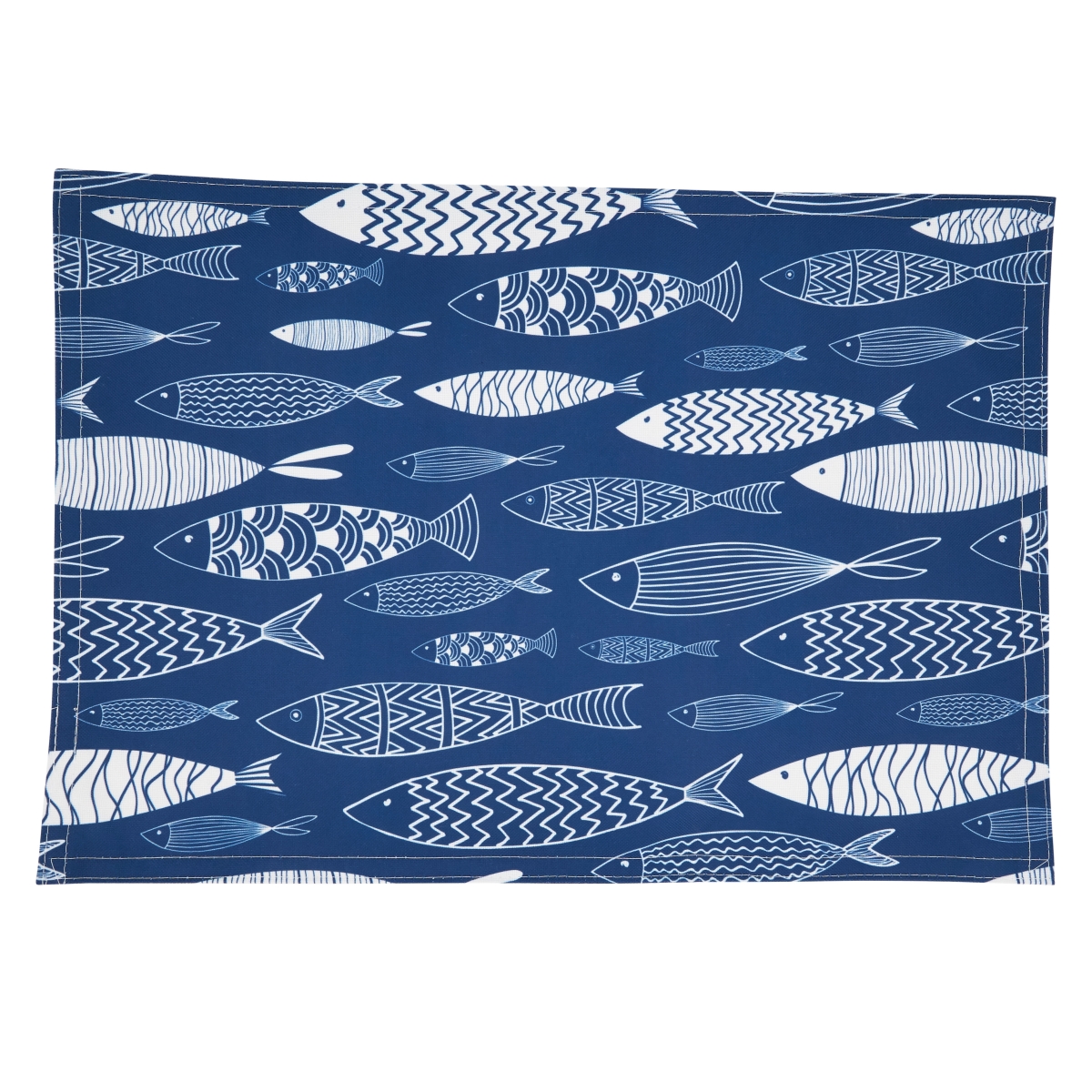 Cookhouse Fish Design Placemats - Navy Blue - 14 x 20 in. - Set of 4