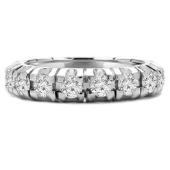 Great Gems 3.33 CTW Round Diamond Full-Eternity Anniversary Wedding Band Ring in 18K White Gold - Size 5