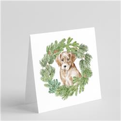 PartyPros 5 x 5 in. Unisex Labrador Retriever Puppy Yellow with Christmas Wreath Square Greeting Cards & Envelopes&#44; Multi Color - Pack