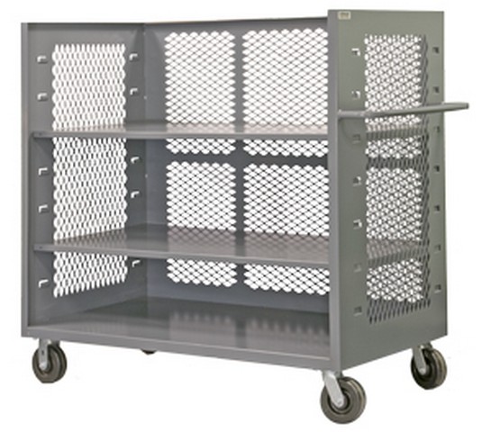 GourmetGalley 3 Sided Mesh Stock Truck with 2 Shelves - 60 x 36 x 57 in.