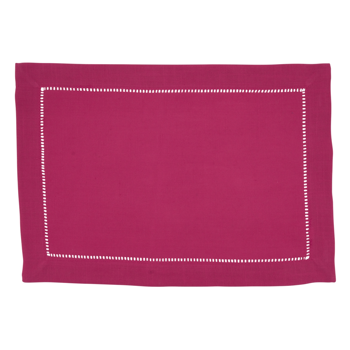 Cookhouse SARO  14 x 20 in. Oblong Classic Hemstitch Border Placemat  Fuchsia - Set of 12