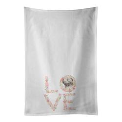 CoolCookware 28 x 19 in. Unisex Briard No.2 Love White Dish Towels Kitchen Towel - Set of 2