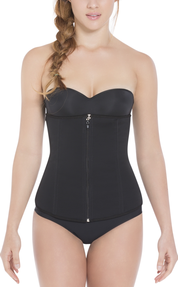 Creative Clothes Extra- Strength Compression  Corset Shaper with Latex -  Black- XL
