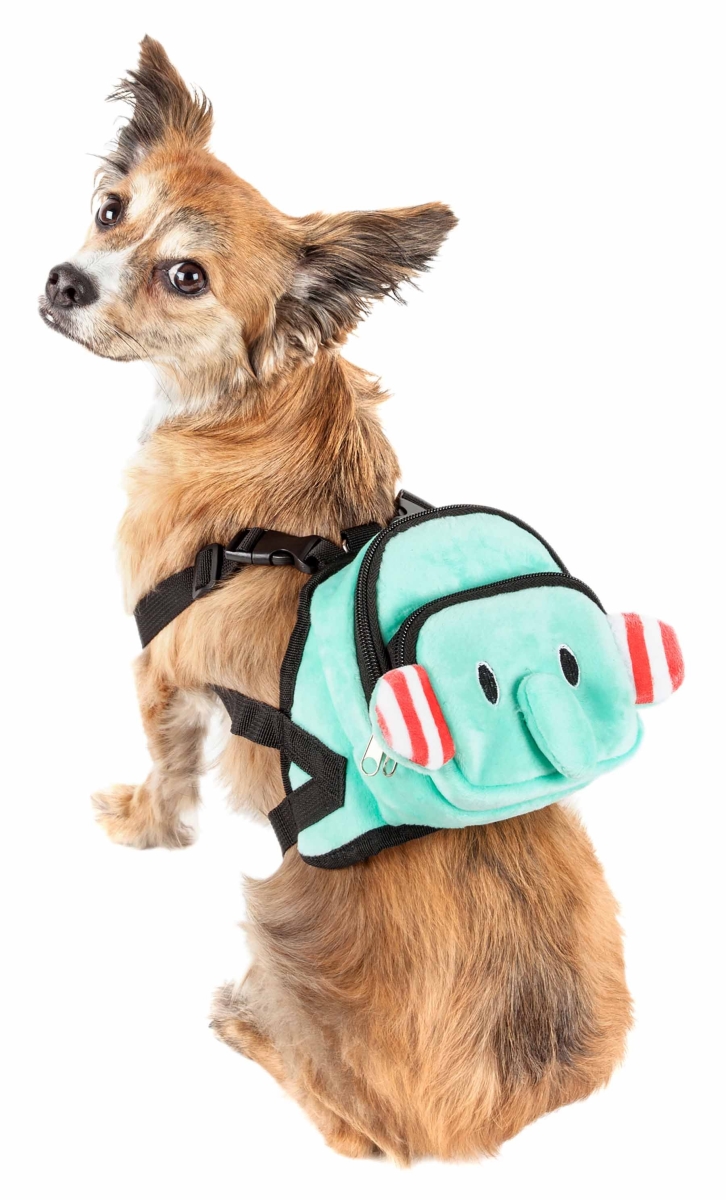 PetPurifiers Dumbone Dual-Pocketed Compartmental Animated Dog Harness Backpack&#44; Blue - Medium