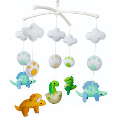 Angelfacehijo Baby Crib Musical Mobile Bell Handmade Crib Mobile Colorful Nursery Decor Baby Boy Shower Gift&#44; Newborn Dinosaurs