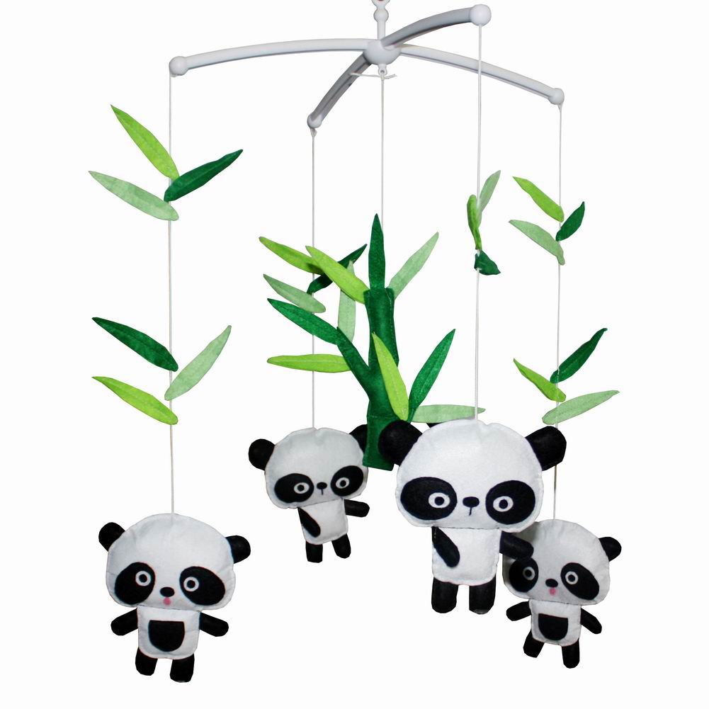 Angelfacehijo Handmade Panda & Bamboo Baby Crib Mobile Bed Bell Musical Mobile Hanging Nursery Decor