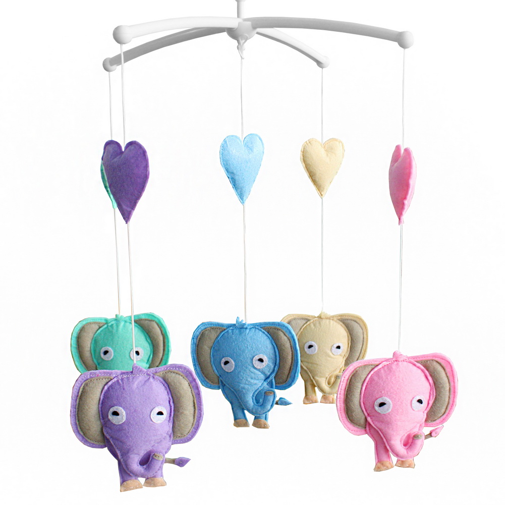 Angelfacehijo Colorful Elephant Handmade Baby Crib Nursery Room Decor Baby Mobile for Crib&#44; Multi Color