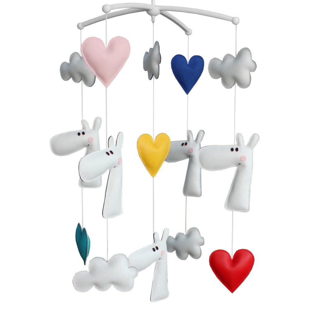Angelfacehijo Baby Musical Mobile Nursery Decoration Crib Mobile&#44; White Deer Cloud Colorful Heart