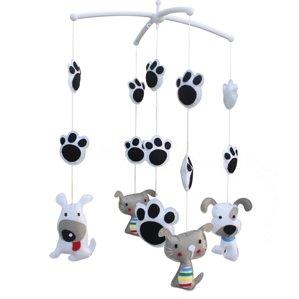 Angelfacehijo Cats & Dogs Baby Crib Bell Handmade Musical Mobile Baby Shower Gift Nursery Decor