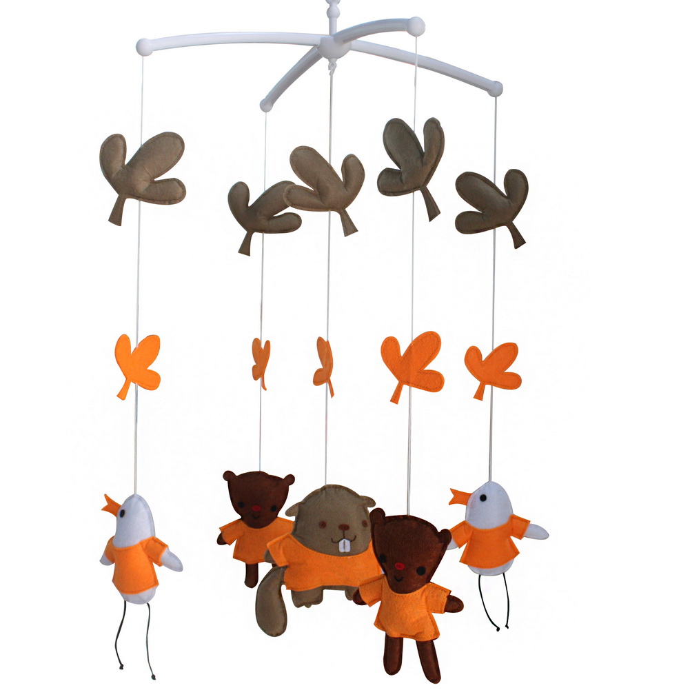Angelfacehijo Handmade Baby Crib Musical Mobile Bell Chick Bear Baby Shower Gift Nursery Decor&#44; Brown