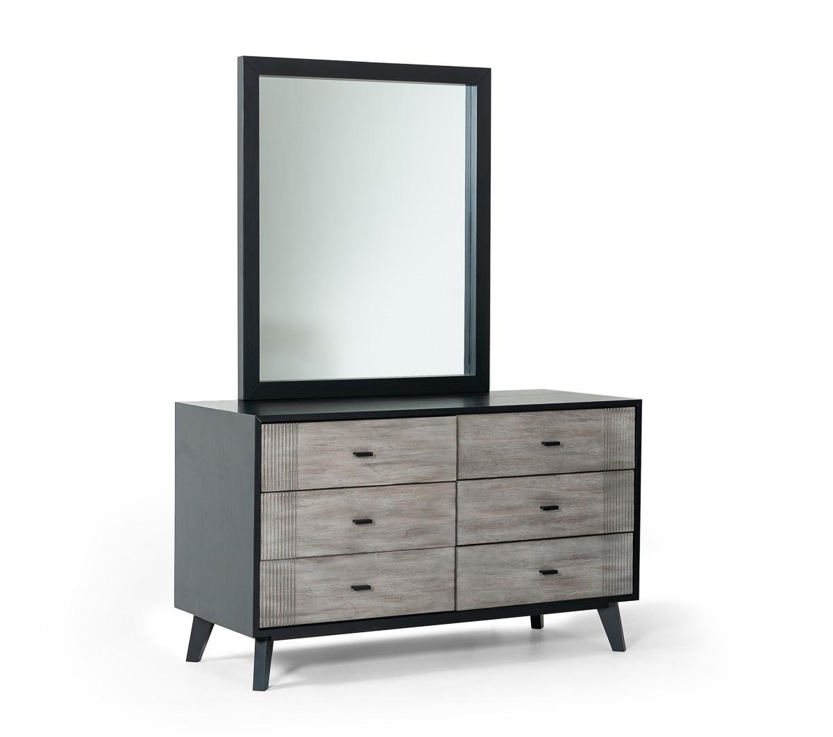 PalaceDesigns 40 x 34 x 1 in. Black Ash Veneer Rectangle Wall Mounted Dresser Mirror with Engineered Wood Framed